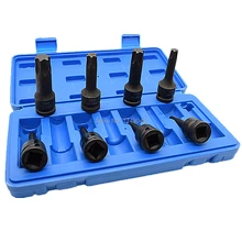 1/" Набор торцевых головок с квадратным приводом Torx Star 8 шт. T30 T40 T45 T50 T55 T60 T70 T80 CR-MO отвертка