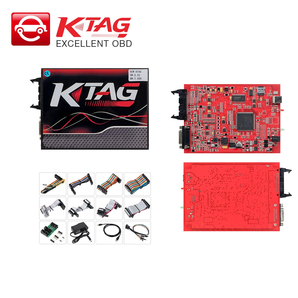 

KTAG V7.020 V2.23 No Token Limit EU Red PCB master version car truck ECU Chip Tuning Programming Tool