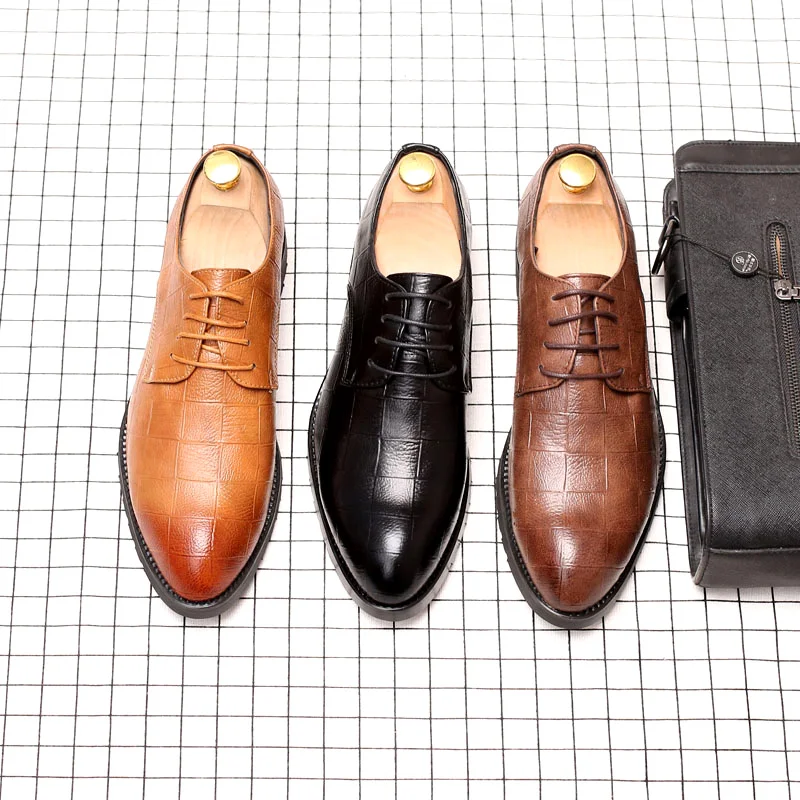 Men leather shoes PU shoes lace up Dousin Partin E5231457
