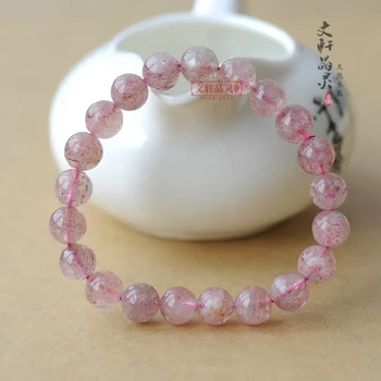 

Natural strawberry bracelet rose stone bracelet Women love stone