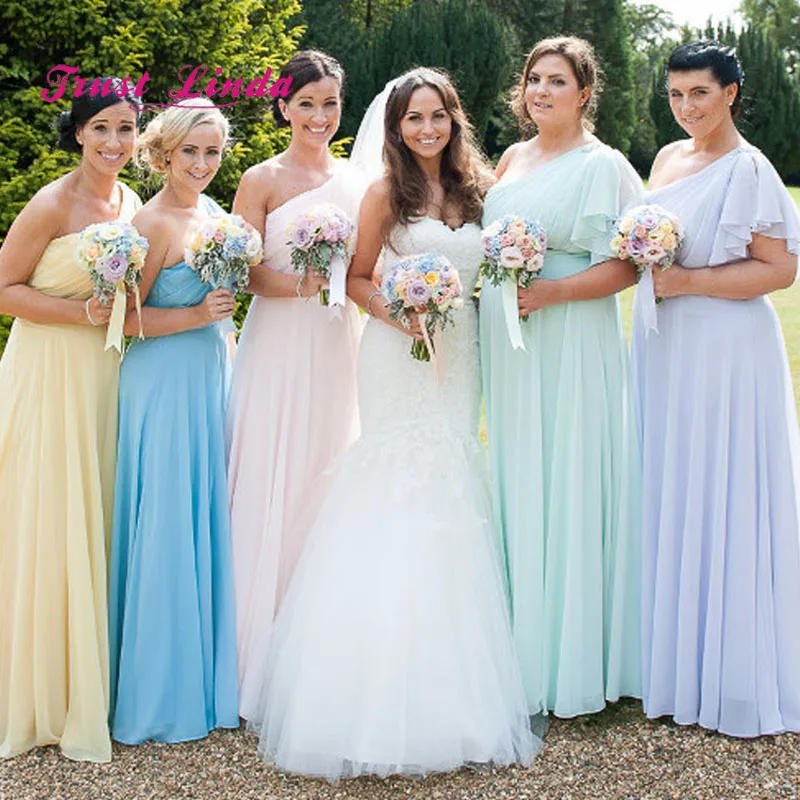 

Chiffon Plus Size Bridesmaid Dress One Shoulder Floor Length Wedding Bridesmaid Long Dress Women Dresses Prom Party