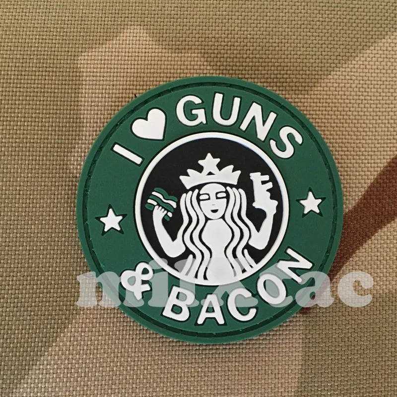 3D Tactical Armband Rubber Hook Backing Badges I Love Guns and Bacon PVC Morale Patches Wholesaler MILXTAC Patch Factory | Дом и сад