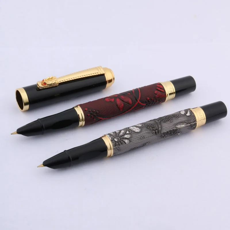 

Golden Dragon With Exquisite pattern wine red METAL F Nib Fountain Pen