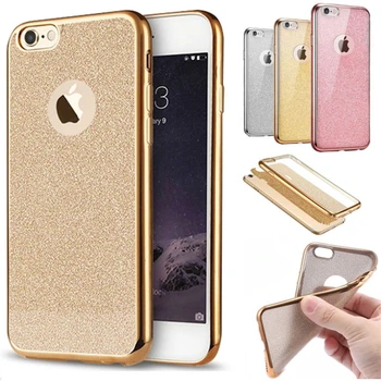 

100pcs 6S Case Bling Glitter Soft Back Cover Electroplate Bumper Silicone Shinning Clear Phone Cases for iPhone 7 6 Plus 5 5S