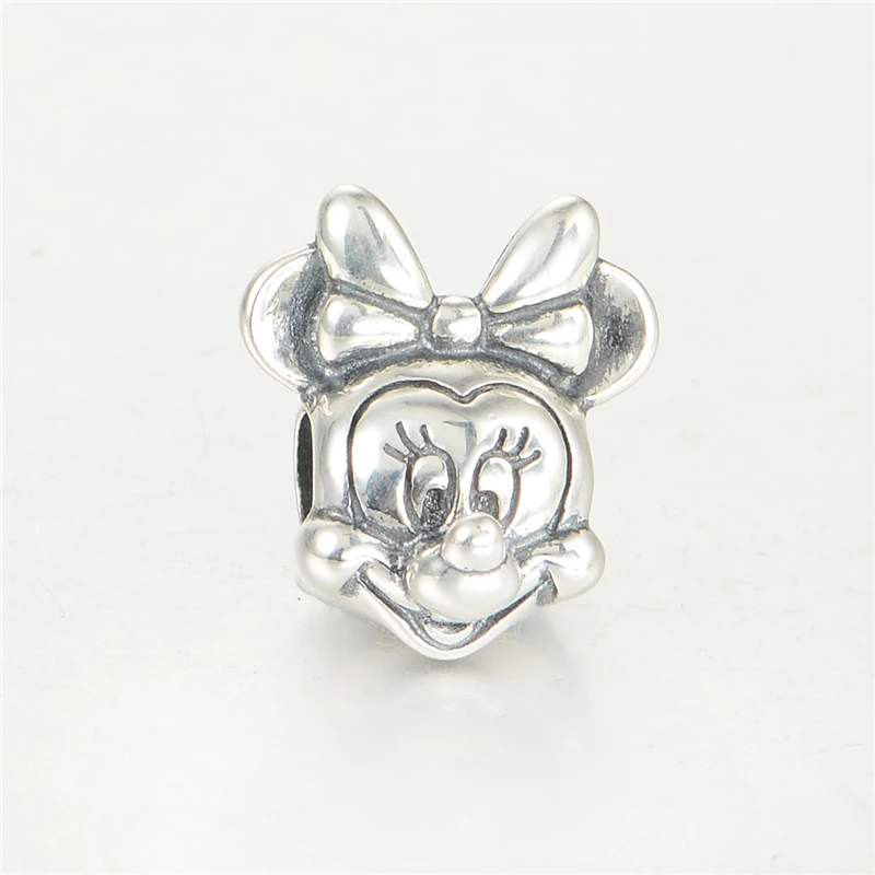

925 Sterling Silver Disny Minnie Beads Fits Pandora Charms Bracelet Fine Disny Jewelry Metal Charms Bead DIY Jewelry Making