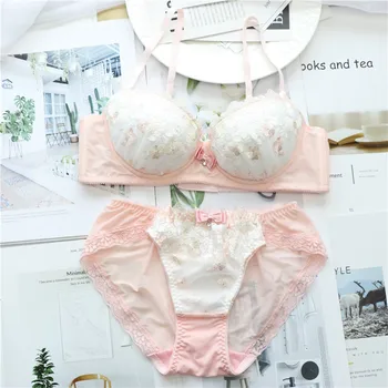 

My Melody Cute Japanese yle Milk Silk Bra & Panties Set Underwise Push Up Soft Underwear Intimates Set Kawaii Lolita Color Beige