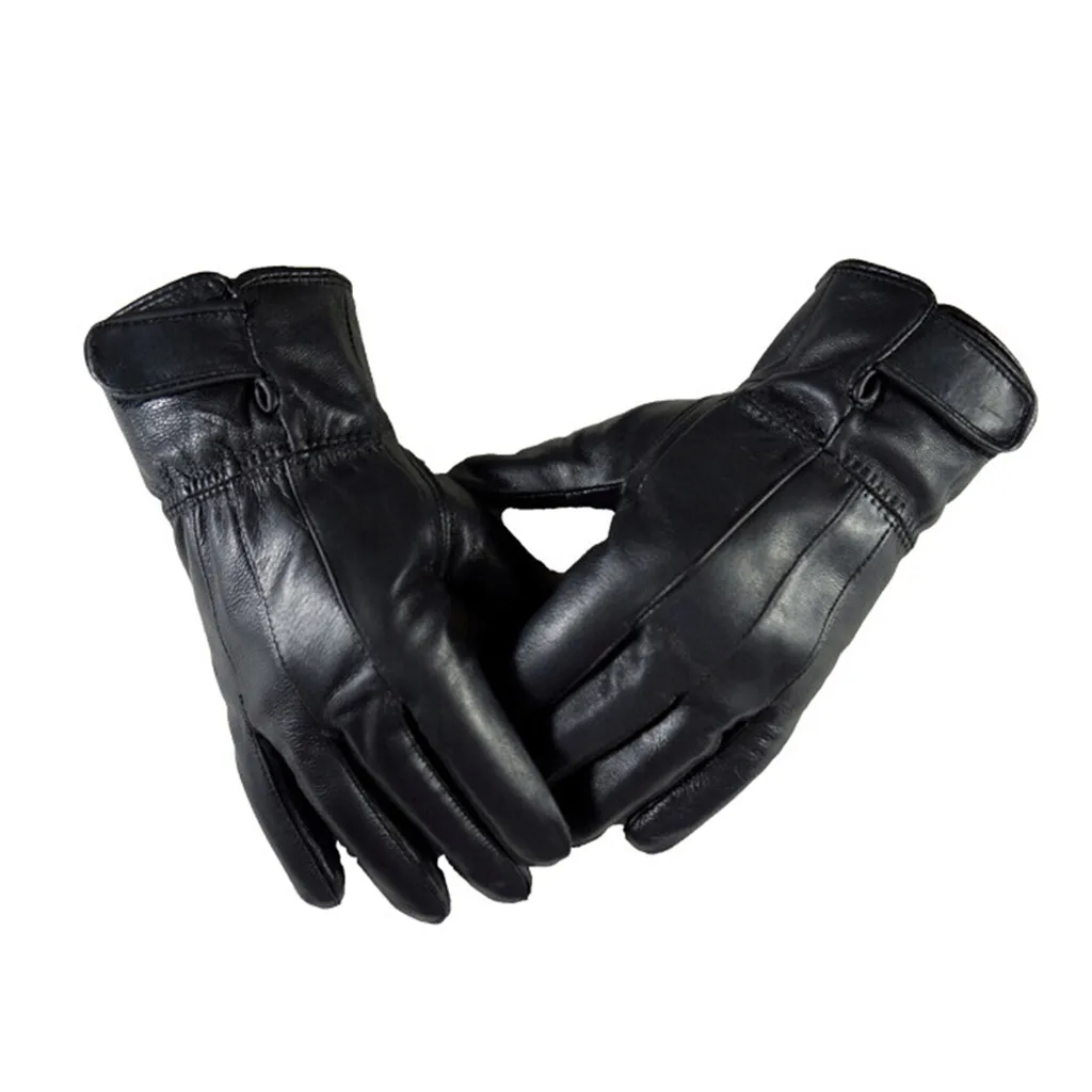 Мужские роскошные кожаные зимние водительские теплые перчатки из кашемира ветрозащитные водонепроницаемые морозостойкие кашемировые перчатки