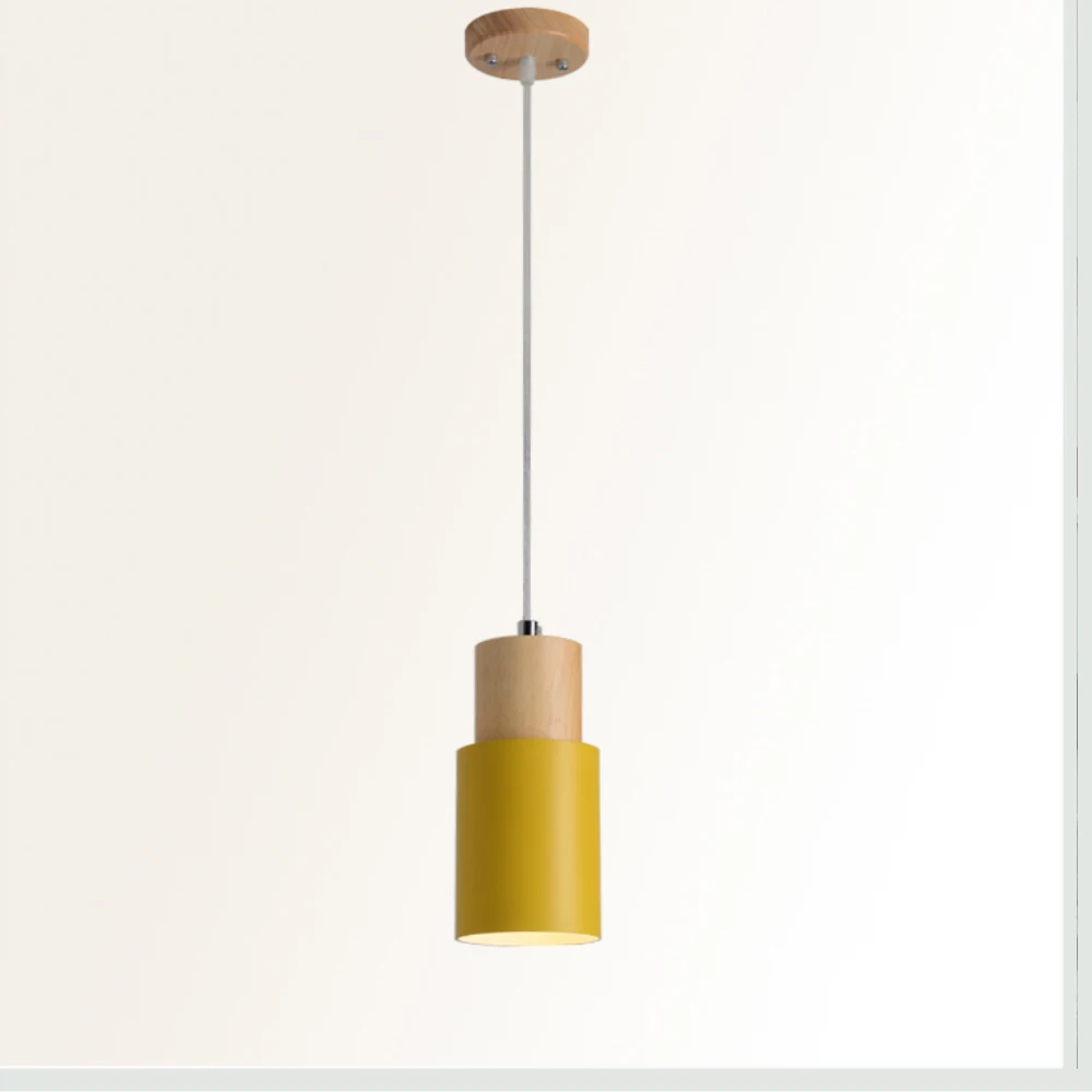 Designer-Nordic-simple-Wood-Pendant-Lights-led-hang-lamp-Colorful-Aluminum-fixture-Kitchen-Island-bar-hotel-home-decor-E2711