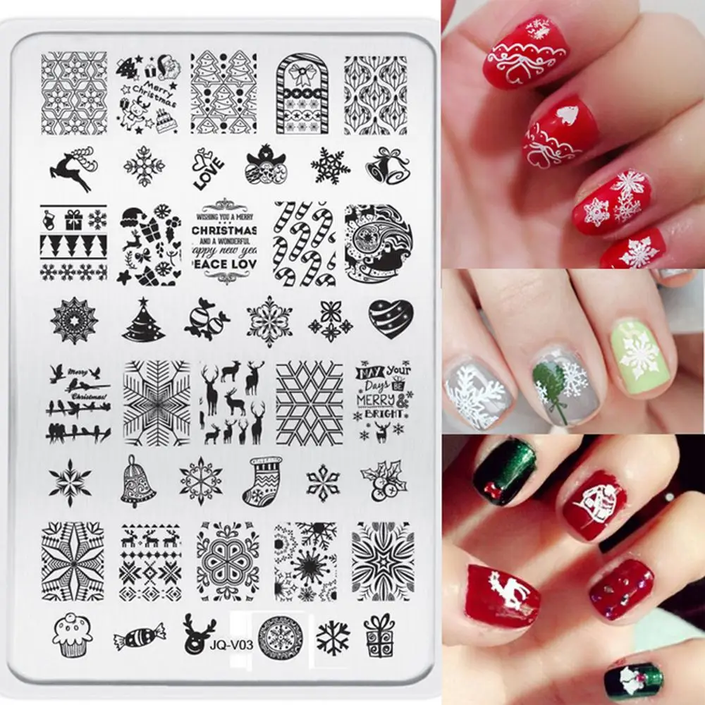 Временный маникюр Дизайн ногтей рождественские украшения пластины для ногтей рисунок для нейл-арта Stamp плиты