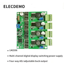power supply module multi-channel switching four digital display LM2596 module  DC-DC adjustable buck output power module
