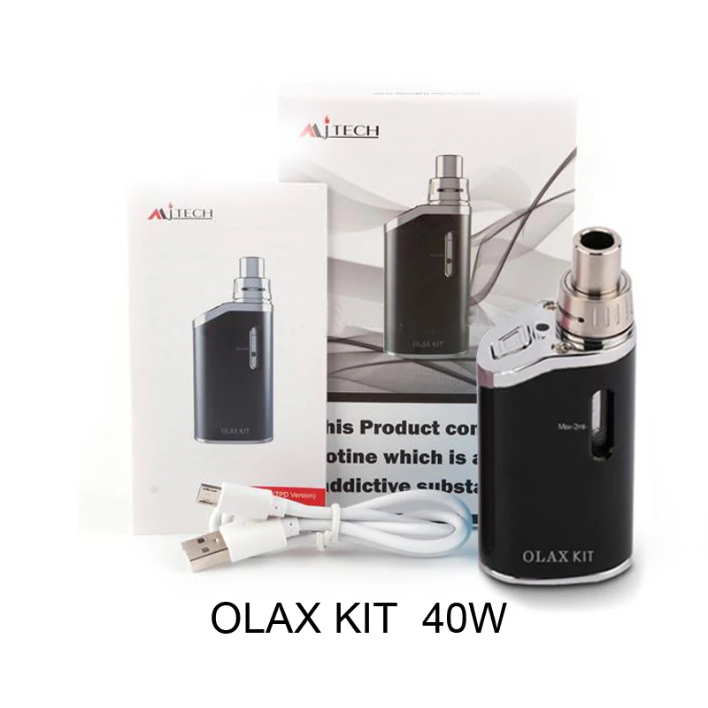 Original Electronic Cigarettes Mjtech olax kit 40w Box Mod Kit 1300mah Vaporizer Support 0.4ohm coil 2ml Atomizer Tank No Leak  (7)