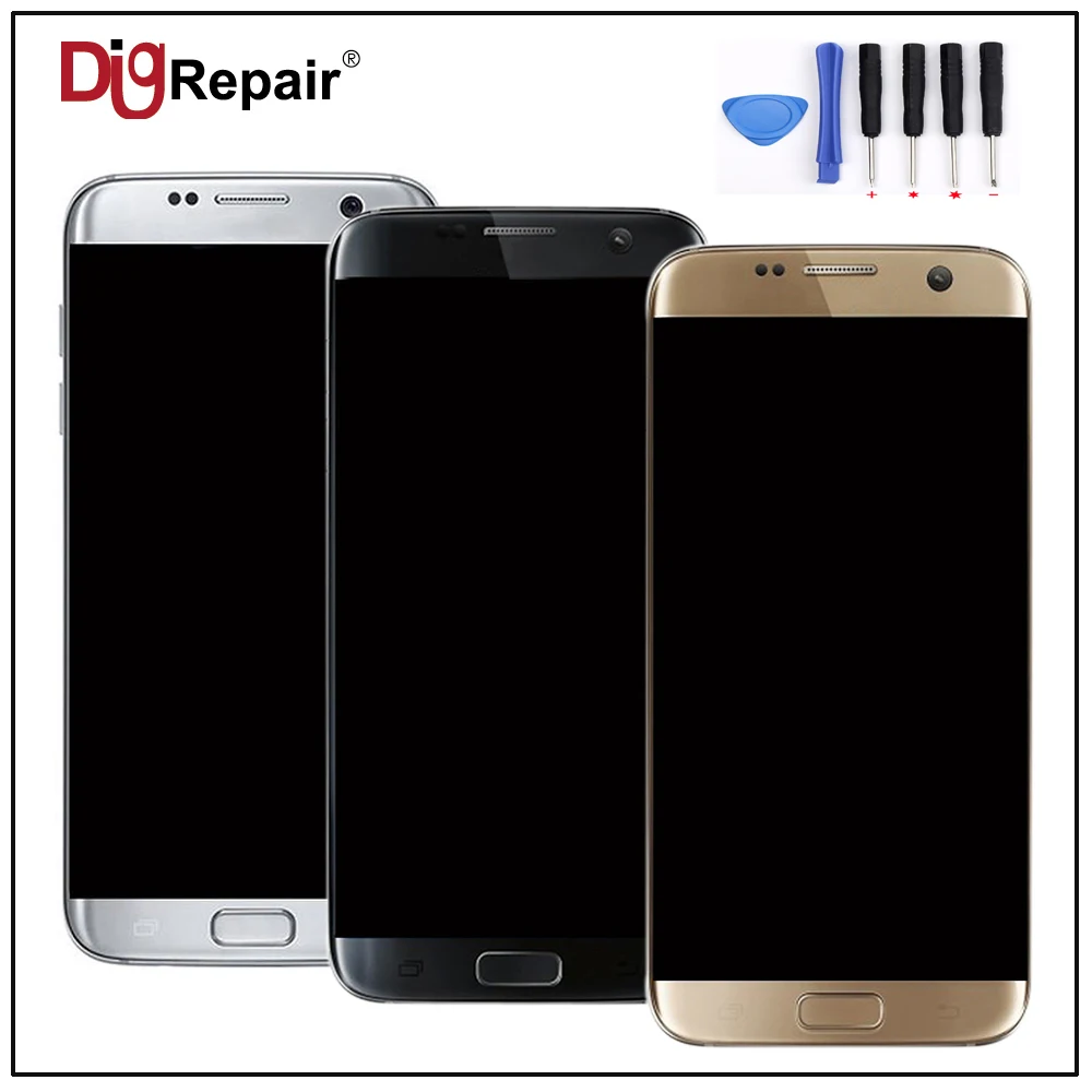 

For Samsung Galaxy S7 edge G935A G935T G935P G935V LCD Display Touch Screen Digitizer Bezel Frame Assembly replacement part+tool