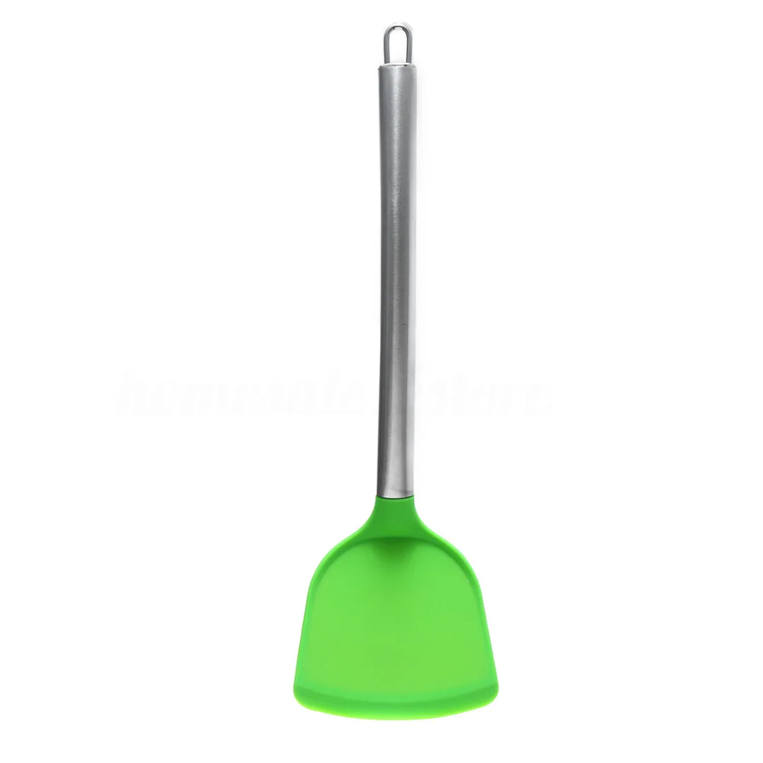 New Non Stick Silicone Spatula Pancake Omelets Burgers Slice Turner Kitchen Tool 2 Colors