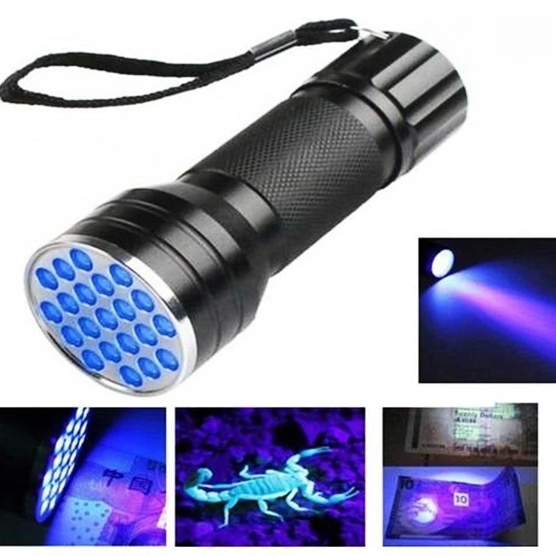 UV Ultra Violet 21 LED Flashlight Mini Blacklight Aluminum Torch Light Lamp NEW