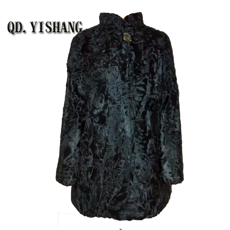 

Natural karakul stand collar long sleeve lady fur coat short style Can be customized Factory direct sales QD.YISHANG