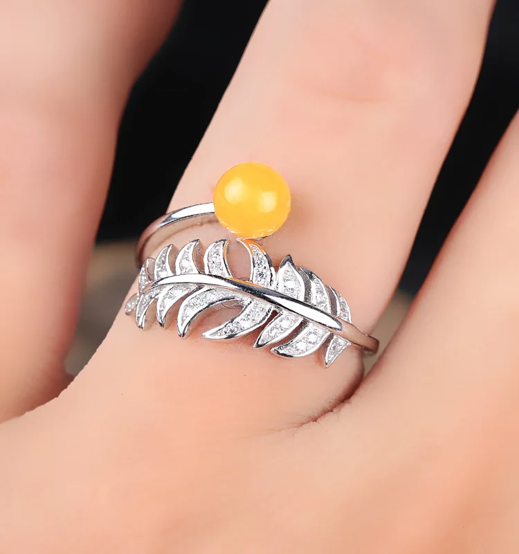 

2018 New Fashion 925 Sterling Silver Round Base Inlaid Wax Feather Ring Blanks Settings Adjustable Ring DIY Jewelry