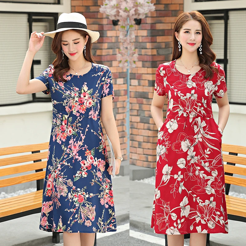 

new Summer dress woman in the long paragraph floral loose sleeveless dress cotton silk women's dress 27 colour plus size S-6XL