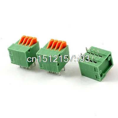 

3pcs 2.54mm 4 Positions PCB Mount Screwless Spring Terminal Blocks 150V 2A