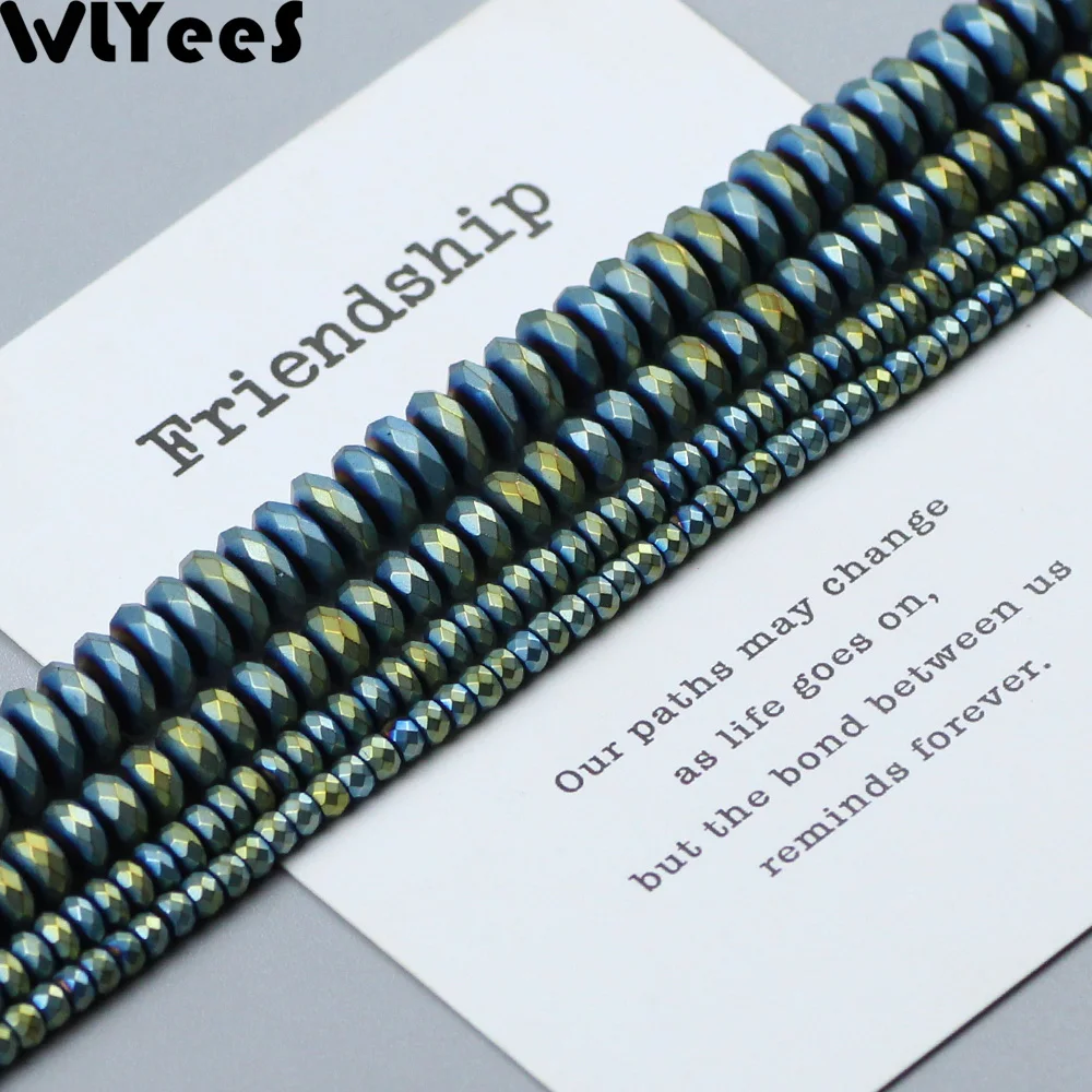 

WLYeeS Plating Green Matte faceted Flat Round Hematite beads 3 4 6 8 10mm Loose bead for Jewelry Bracelet Making DIY Accessories