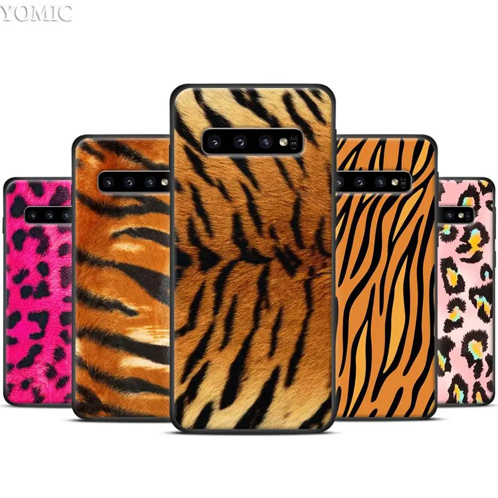 

Tiger Leopard Print Panther Black Silicone Case for Samsung Galaxy S10 S10e S8 S9 Plus S7 A40 A50 A70 Note 8 9 Soft Cover Case