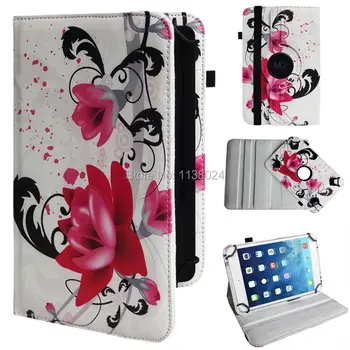 

Gligle 200pcs/lot universal 360 rotation prints case cover PU Leather Case for 9" Tablet PC free shipping