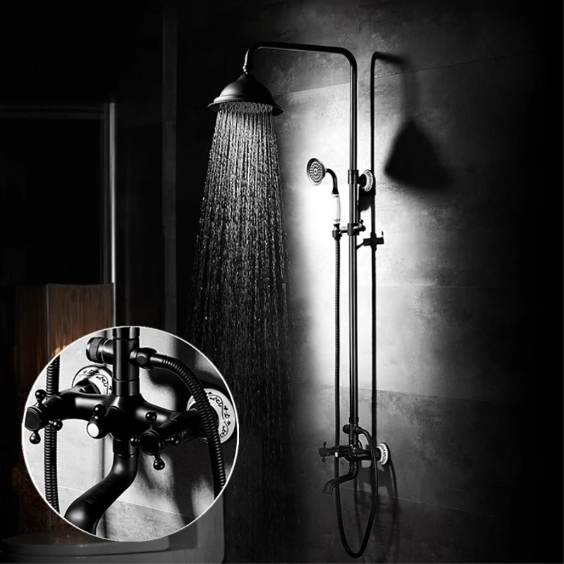 Bathroom Rainfall Shower Faucet Sets Dual Handle Mixer Tap With