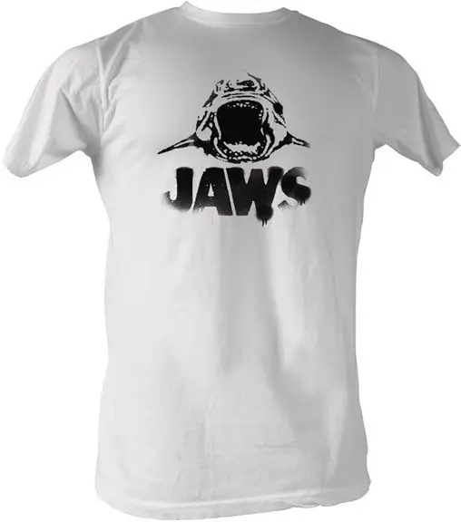 Jaws Black Swimminger Logo Print Adult T Shirt Classic Movie | Мужская одежда