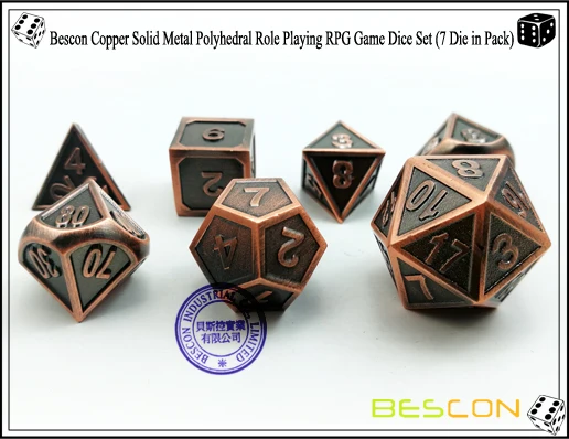 Estilo de Cobre Jogo de Dados Bescon Novo Sólido Metal Polyhedral d & Dice Conjunto 7 Cobre Rpg Role Playing Peças D4-d20 5 cobre rpg rpg role playing jogo de dados 7 peças conjunto D4-D20