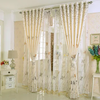 

Korea Japan Pastoral Style Star Grass Printed Curtain Natural Linen Blockout Cloth Curtain for Living Room Study