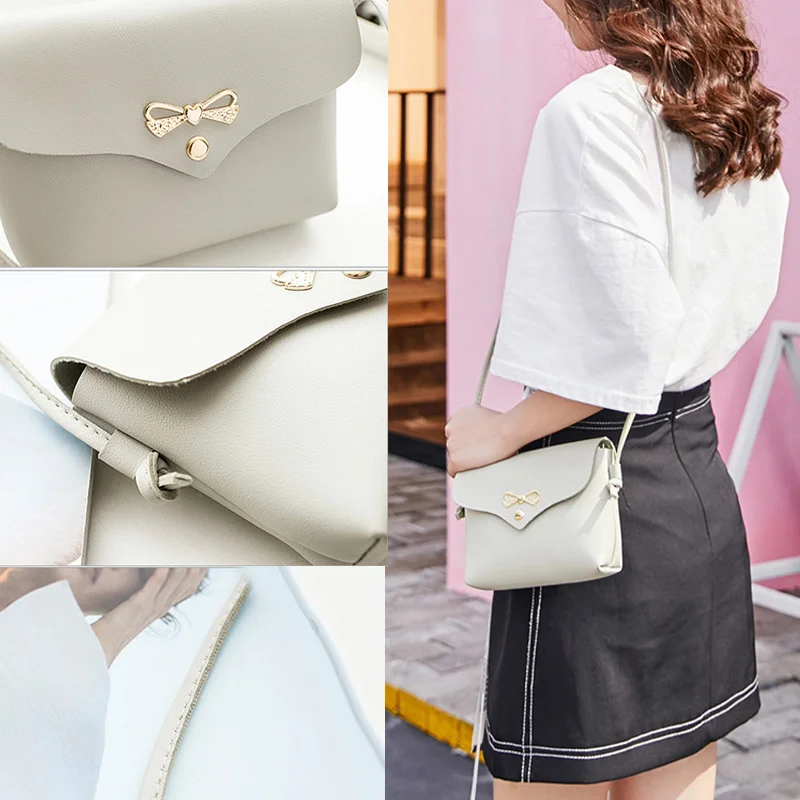 سيدة نساء فتاة الكتف Crossbody حقيبة بو الجلود Bowknot الأزياء للهاتف المحمول المال LXX9
