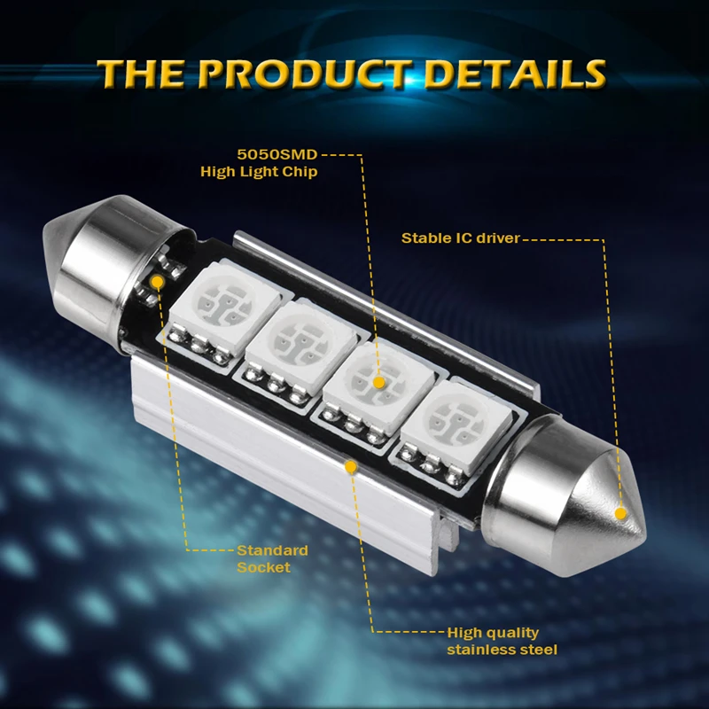 Katur 2 шт. Canbus C5W светодиодный 5050 SMD гирлянда 41 мм 42 мм купольный светильник для чтения лампа для салона автомобиля светильник ing 12 В красный 6000 К белый