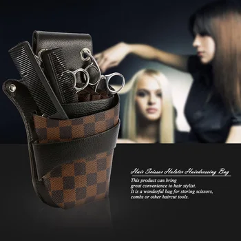 

Hair Scissor Holster Hairdressing Bag Pouch Holder for Hair Stylist Rivet Clips Waist Shoulder Belt Included PU Leather