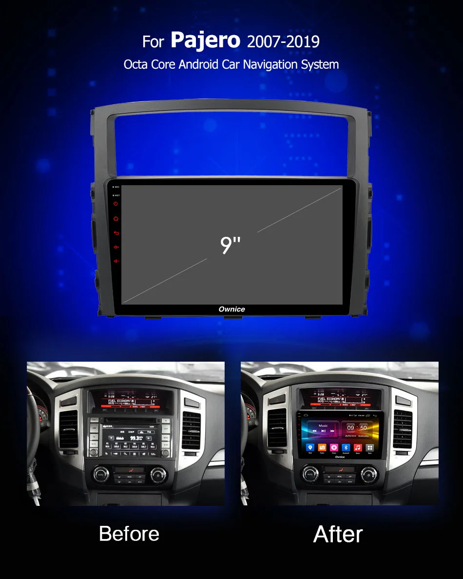 Best Ownice k3 k5 k6 Android9.0 Octa Core 4GB+64GB Car DVD Player For Mitsubishi Pajero V97 V93 2007 - 2019 4G 360 Panorama DSP SPDIF 1