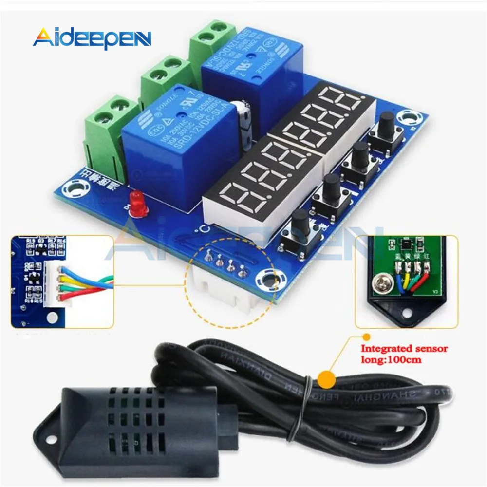 XH-M452 DC 12 В светодиодный цифровой термостат контроль температуры и влажности термометр гигрометр контроллер релейный модуль AM2301 зонд