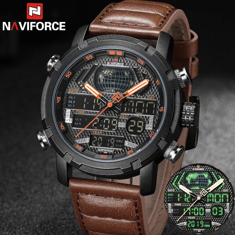 NAVIFORCE мужские часы Дата Неделя Спорт Мужские лучший бренд Роскошные военные