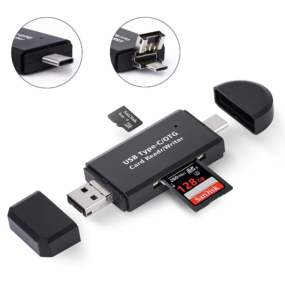 

OTG USB 2. 0 Memory Card Reader Micro SD/TF Compact Flash Card Reader with 3 in 1 for Android PC Laptop Smart Phones Tablets