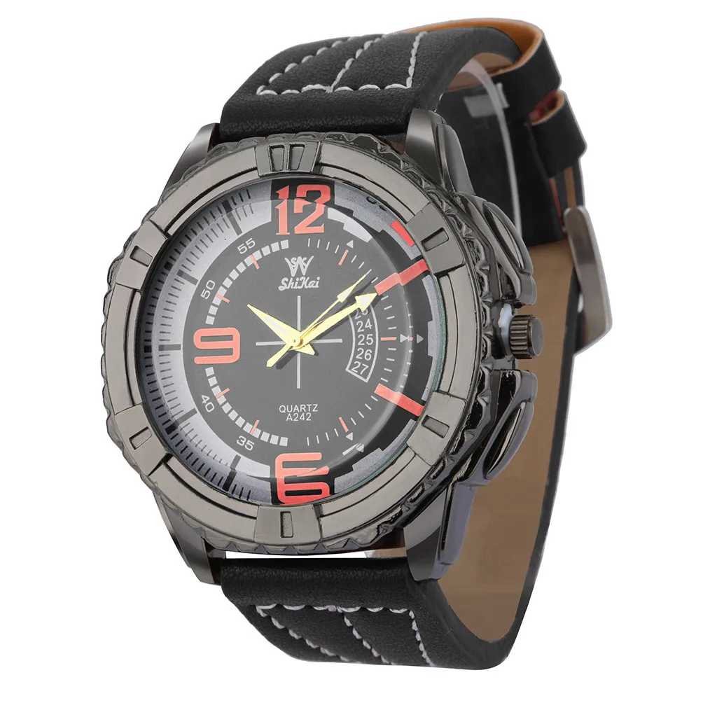 Роскошные мужские часы деловые часы с большим циферблатом модный кожаный браслет Relogio Masculino кварцевые наручные часы спортивные Reloj Hombre