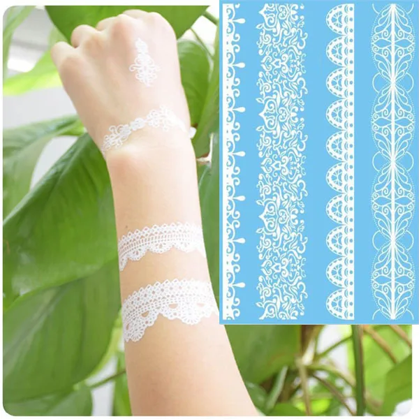 Fashion Design, White Henna Tattoo Paste Lace Necklace Bracelet Necklace Modern Temporary Tattoos Fashion Design, White Henna Tattoo Paste Lace Necklace Bracelet Necklace Modern Temporary Tattoos
