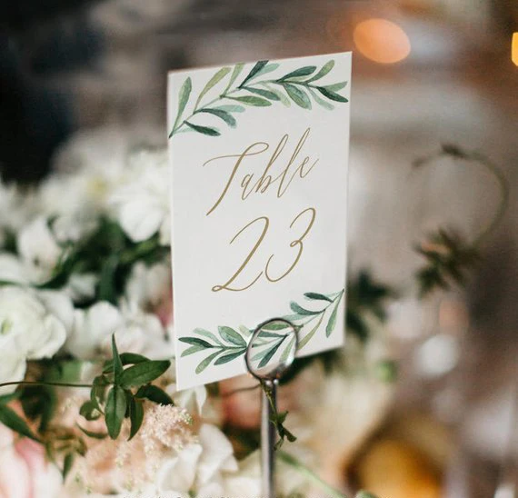 

Greenery Wedding Table Cards
