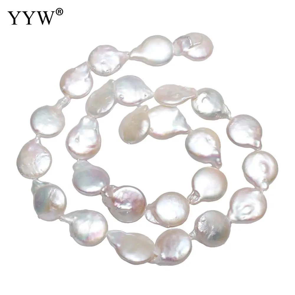 

Cultured Coin Freshwater Pearl Beads Flat Round natural white 13-14mm Approx 0.8mm Sold Per Approx 15 Inch Strand