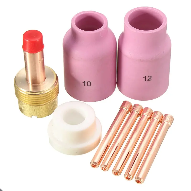 

New 9Pcs TIG KIT Gas Lens & Alumina Cup Fit Tig Welding Torch for Large Gas Lens Set-up in Torch 17 18 and 26 Series