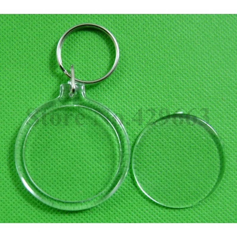 600pcs/lot New Round Plastic Acrylic Keychains Blank Photo Frame