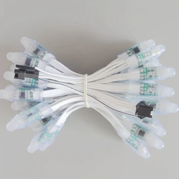 

Wholesale 1000PCS Addressable Color 12mm Diffused Digital RGB LED Pixels Lights WS2811 DC5V Waterproof LED Modules White Wire