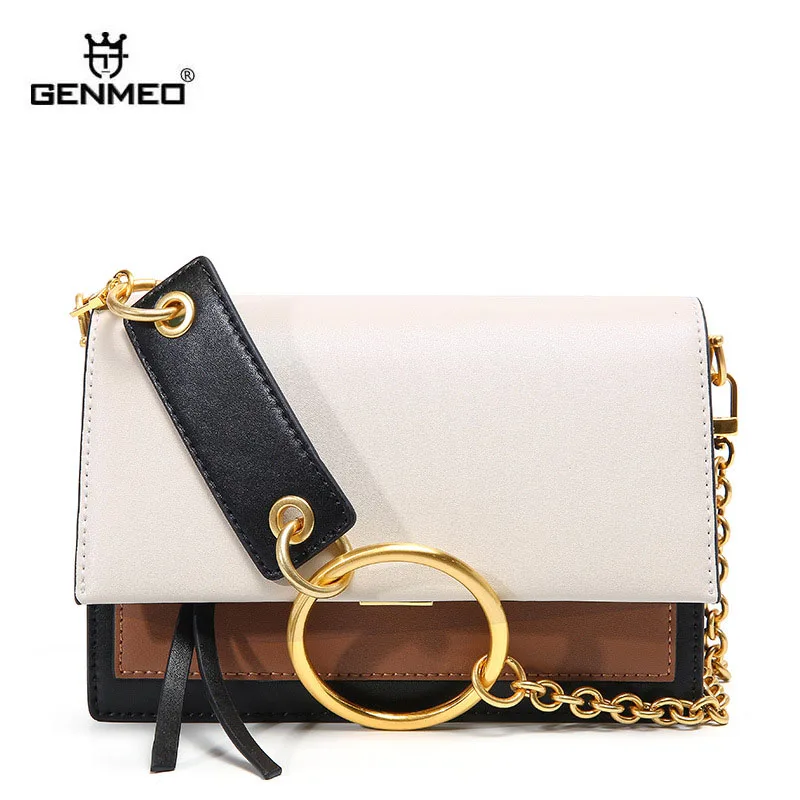 

GENMEO Famous Designer Genuine Leather Crossbody Shoulder Bags Women Cow Leather Messenger Handbag with Two Shoulder Strap Bolsa