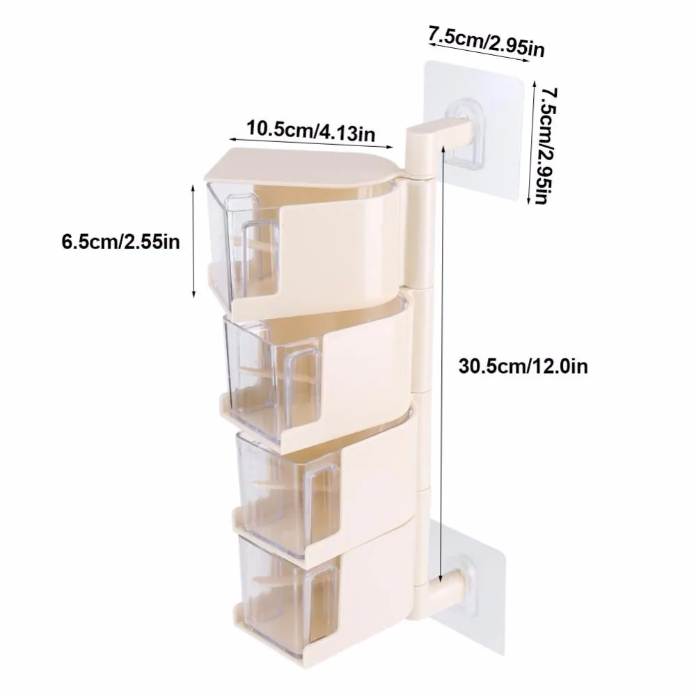 Многоуровневый вращающийся на 360 градусов настенный стеллаж для специй Приправа Набор для специй Органайзер контейнеры для приправ кухонные инструменты(4
