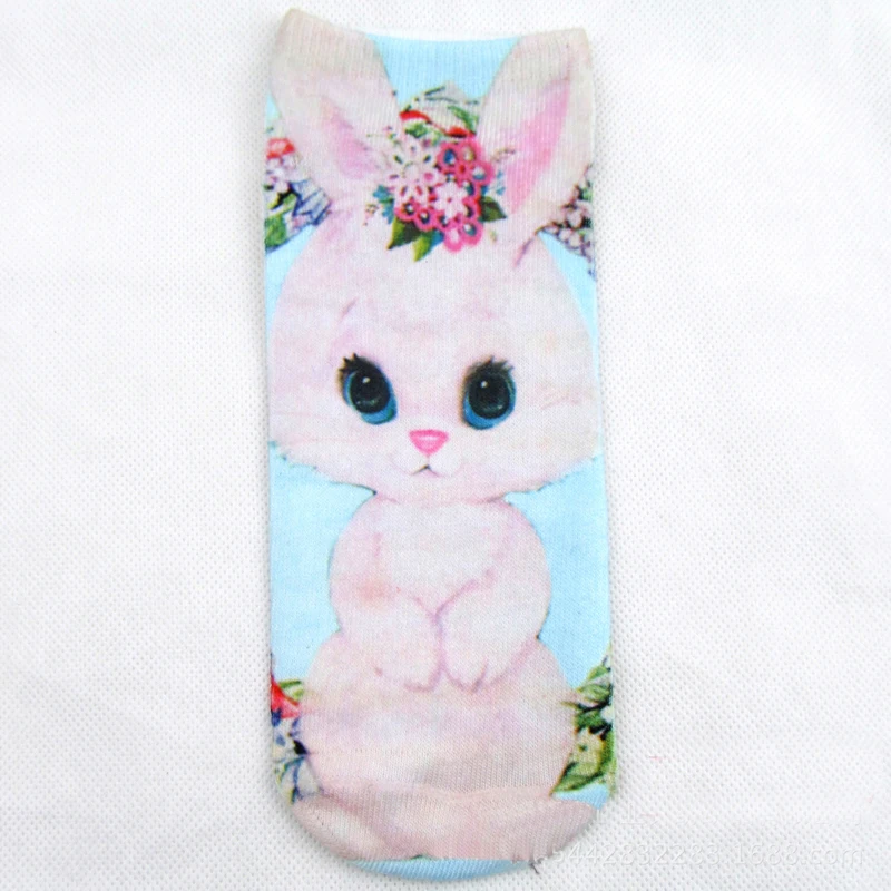 Модные женские короткие носки до лодыжки, милые уникальные хлопковые повседневные женские носки с объемным рисунком животных - Цвет: Rabbit