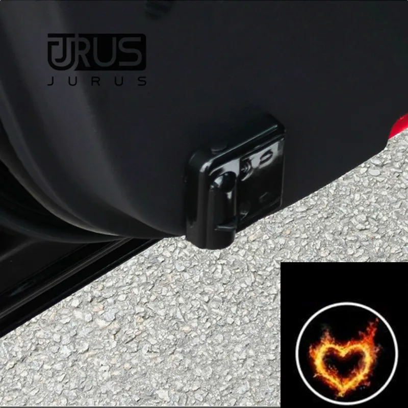 JURUS пара беспроводной светодиодный светильник для автомобиля, декоративный светильник s дверной светильник с логотипом в виде сердца, лазерный проектор, лампа-призрак, Новинка - Испускаемый цвет: changeable