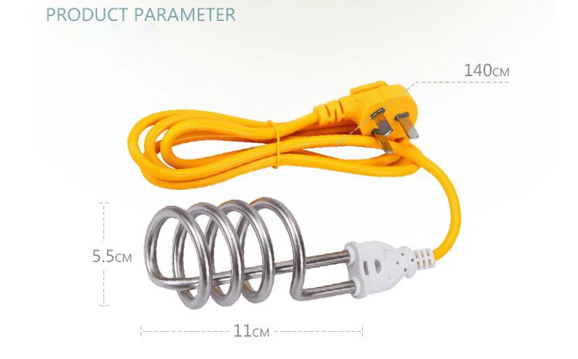 220 В портативный мини ванной погружной водонагреватель стержень Электрический котел горячей воды Путешествия спиральная трубка водонагреватель элемент 1500 Вт