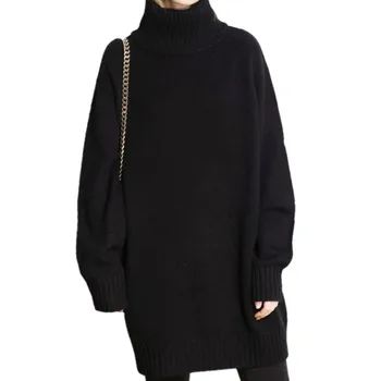 

Cashmere sweaters women autumn winter turtleneck thick long paragraph wild loose sweater lazy large size knit bottomin jumper