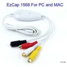 Ezcap1568 USB аудио Захват аналогового видео от VHS, V8, Hi8, 8 мм видеокамера ТВ коробка для цифровой, подходит MAC OS и Win10 64